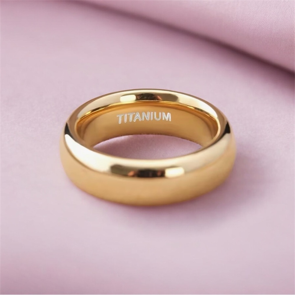 Panash 18K Gold Plated Titanium Wedding Band Ring 6mm New With Tag